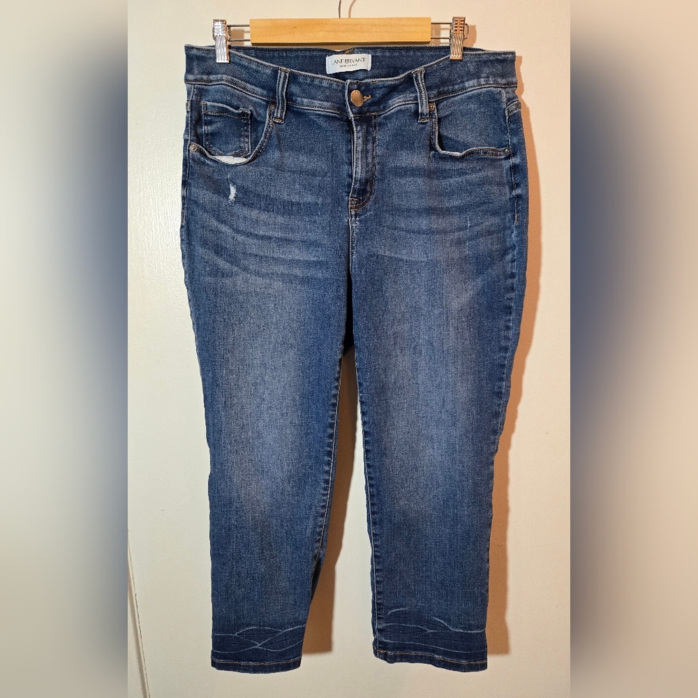 Lane Bryant- Ankle Cropped Jeans with Faded Details